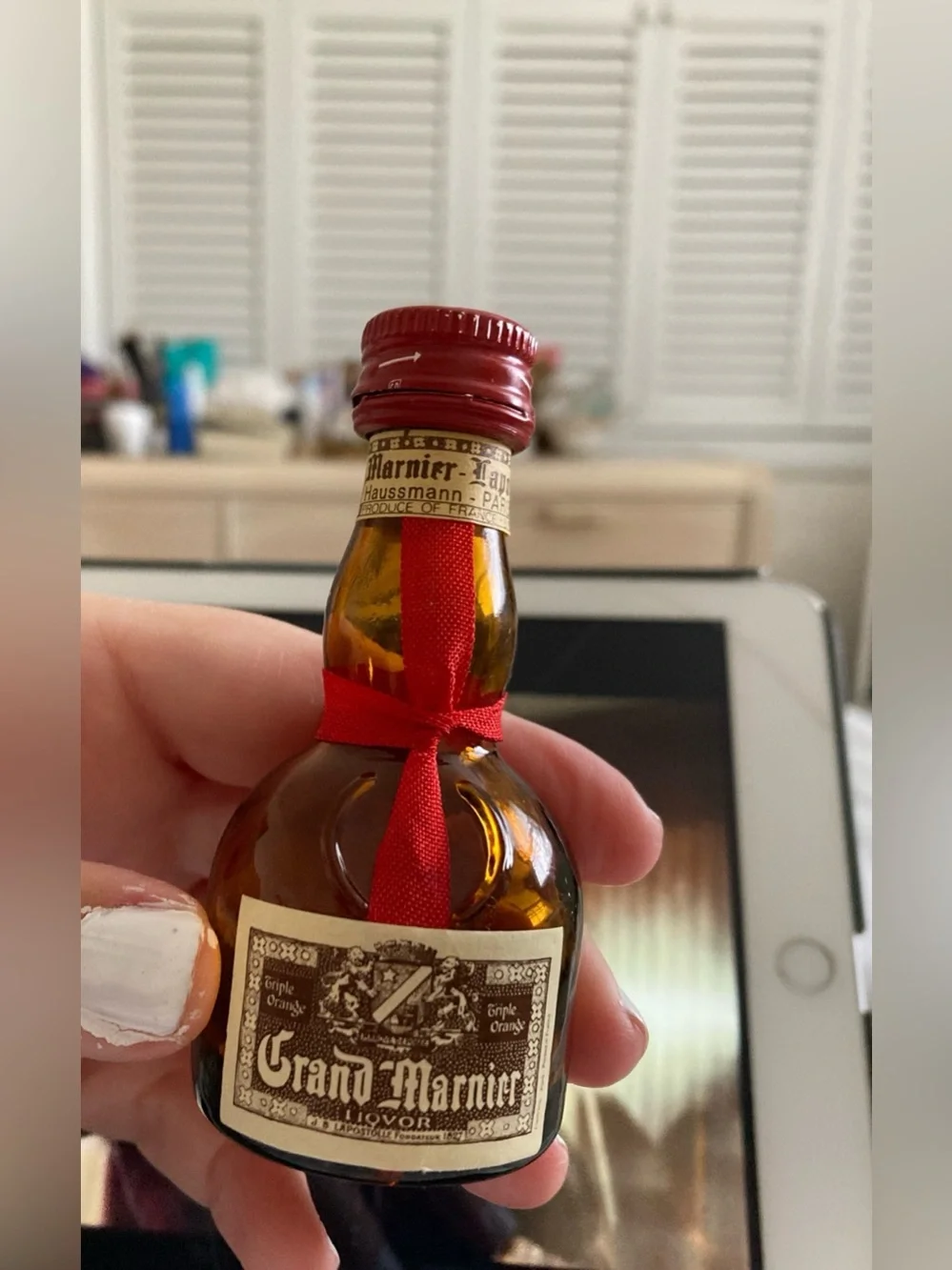 Grand Marnier Miniature Bottle - Amber with Red Ribbon